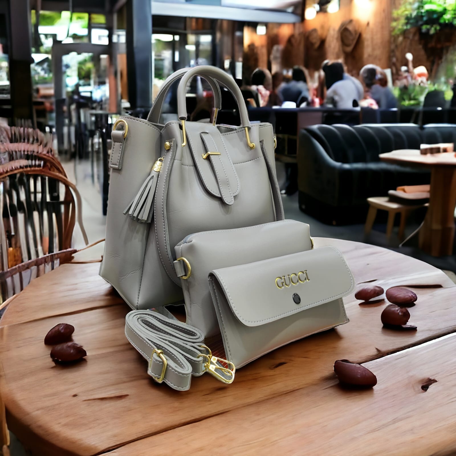 Luxury Black Handbag Set with Wallet & Crossbody Strap – Elegant Designer Style