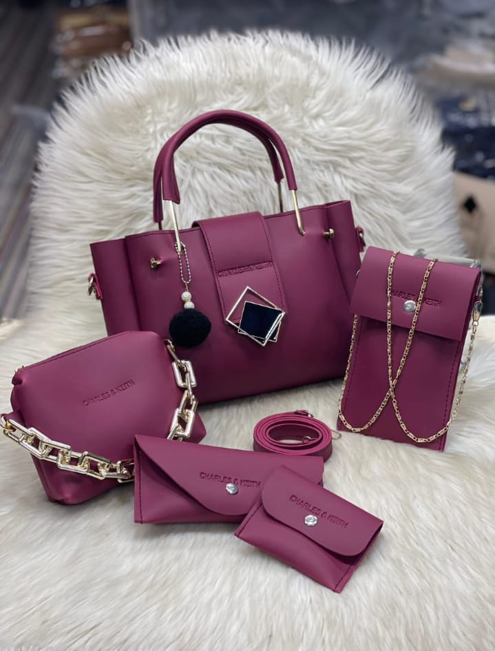 Charles & Keith 5-Piece Handbag Set – Elegant, Versatile & Luxury